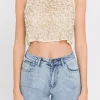 ENDLESS ROSE Tops*- Flower Spangled Top BEIGE