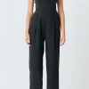 ENDLESS ROSE Tops | One Pieces*- Flower Trim Jumpsuit BLACK
