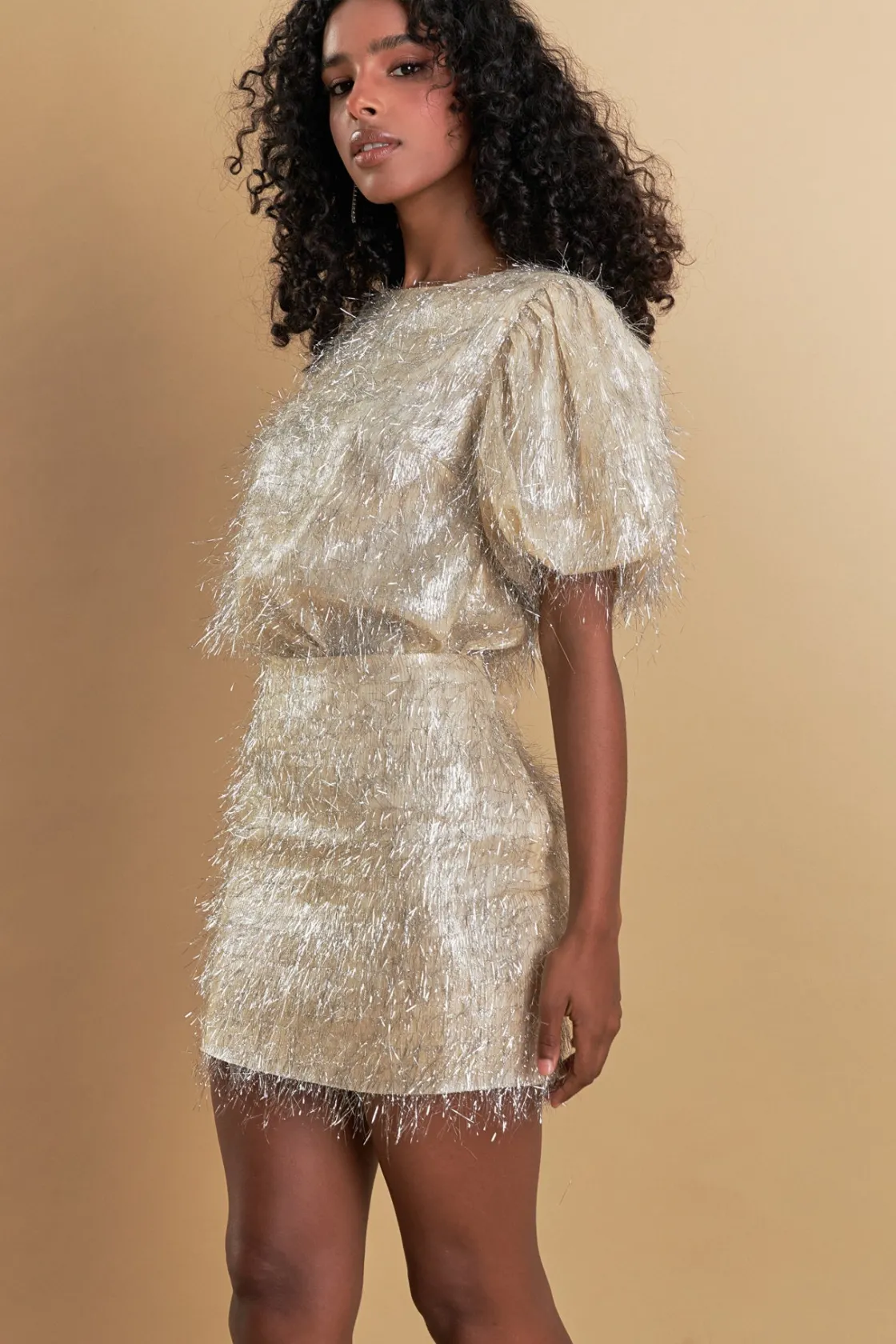endless_rose__fringe_mini_3.webp ENDLESS ROSE Matching Sets | Skirts*- Fringe Mini Skirt CHAMPAGNE
