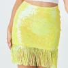 ENDLESS ROSE Skirts | Tops*- Fringe Sequin Skirt YELLOW