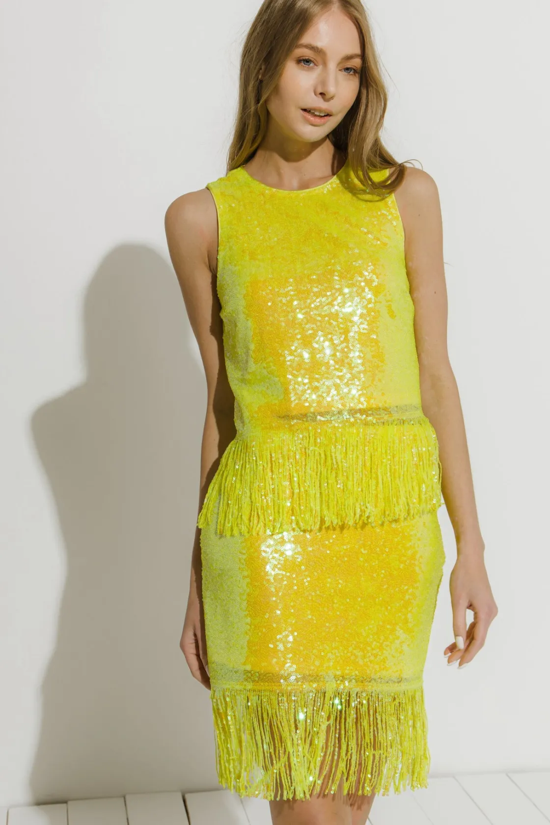 endless_rose__fringe_sequ_3.webp ENDLESS ROSE Tops*- Fringe Sequin Top YELLOW