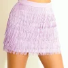 ENDLESS ROSE Matching Sets | Skirts*- Fringe Tiered Mini Skirt LILAC