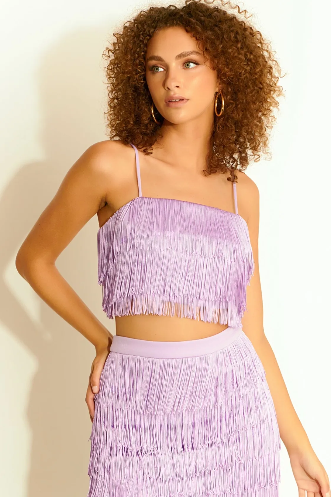endless_rose__fringe_tier_3-1.webp ENDLESS ROSE Matching Sets | Skirts*- Fringe Tiered Mini Skirt LILAC