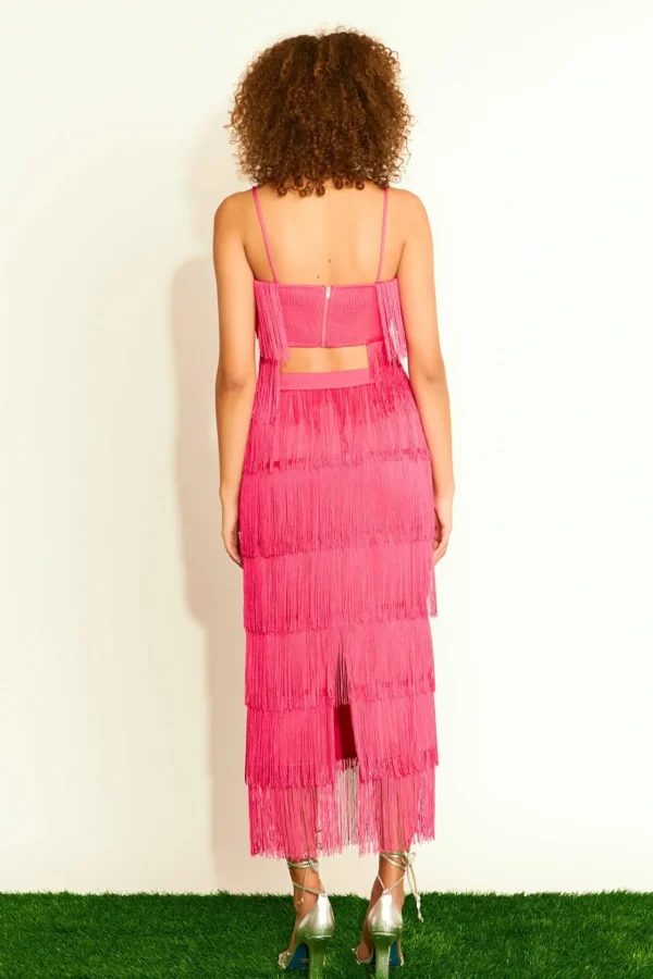 ENDLESS ROSE Matching Sets | Tops*- Fringed Bandeu Top FUCHSIA