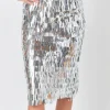ENDLESS ROSE Skirts | Tops*- Fringed Metallic Midi Skirt SILVER