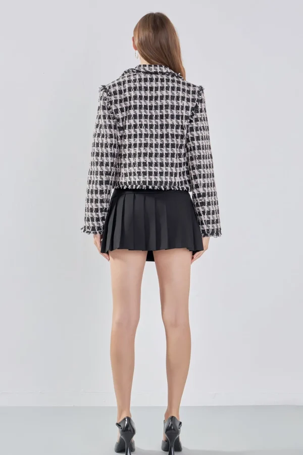 ENDLESS ROSE Jackets & Coats | Blazers*- Fringed Tweed Blazer BLACK/PINK