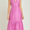 ENDLESS ROSE Tops*- Front Button Dress with Back Bow ORCHID