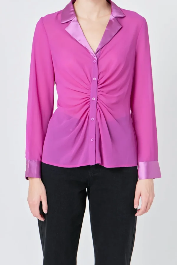 ENDLESS ROSE Shirts & Blouses | Tops*- Front Ruched Chiffon Blouse