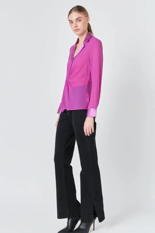 ENDLESS ROSE Shirts & Blouses | Tops*- Front Ruched Chiffon Blouse