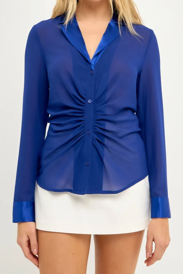 ENDLESS ROSE Shirts & Blouses | Tops*- Front Ruched Chiffon Blouse