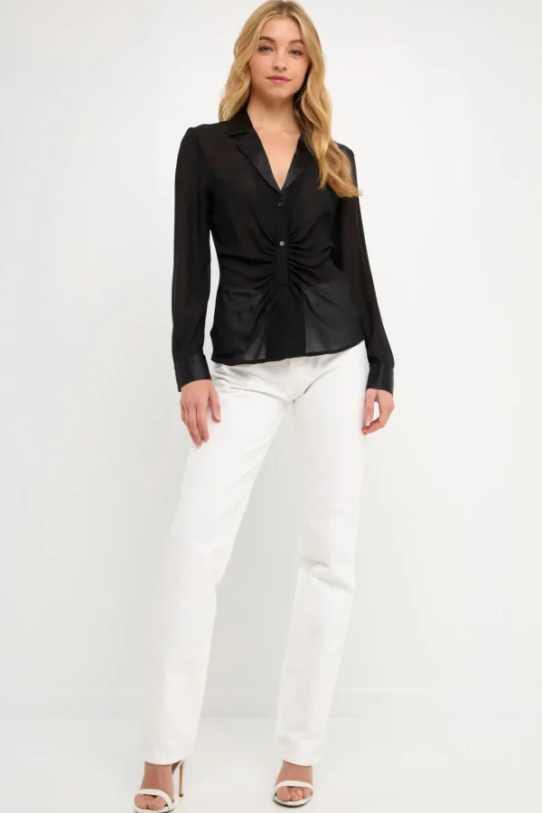 ENDLESS ROSE Shirts & Blouses | Tops*- Front Ruched Chiffon Blouse