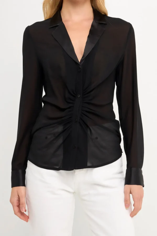 ENDLESS ROSE Shirts & Blouses | Tops*- Front Ruched Chiffon Blouse