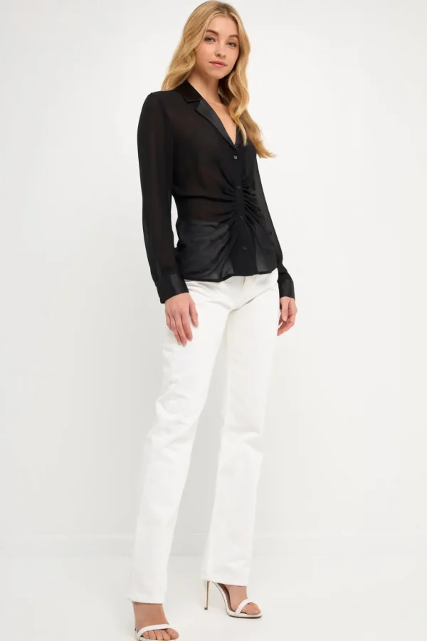 ENDLESS ROSE Shirts & Blouses | Tops*- Front Ruched Chiffon Blouse
