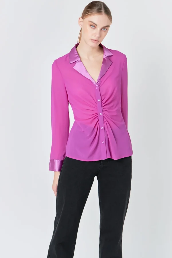 ENDLESS ROSE Shirts & Blouses | Tops*- Front Ruched Chiffon Blouse