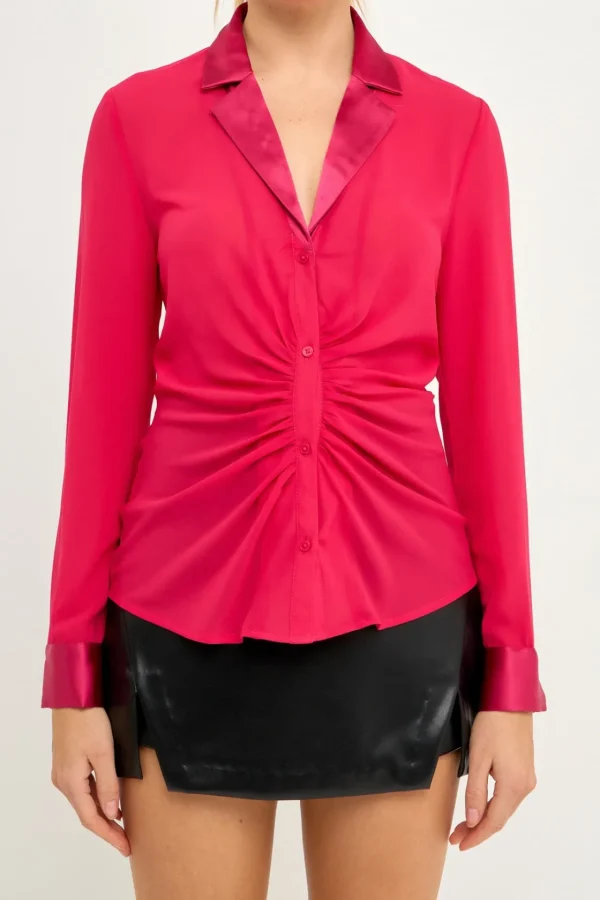 ENDLESS ROSE Shirts & Blouses | Tops*- Front Ruched Chiffon Blouse