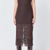 ENDLESS ROSE Lace Dresses | Tops*- Front Slit Sleeveless Lace Maxi Dress ESPRESSO
