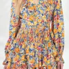 ENDLESS ROSE Tops*- Front Wrap Floral Top BLUE