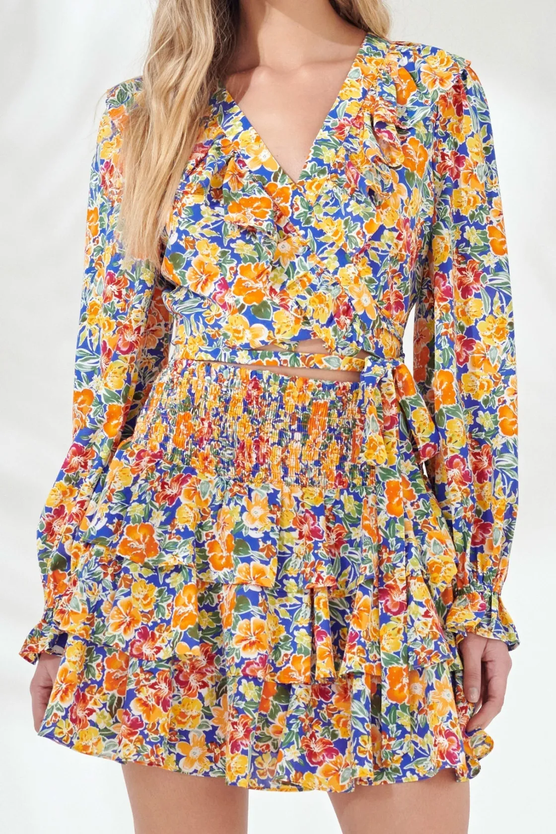 endless_rose__front_wrap__0.webp ENDLESS ROSE Tops*- Front Wrap Floral Top BLUE