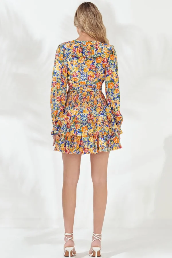 ENDLESS ROSE Tops*- Front Wrap Floral Top BLUE