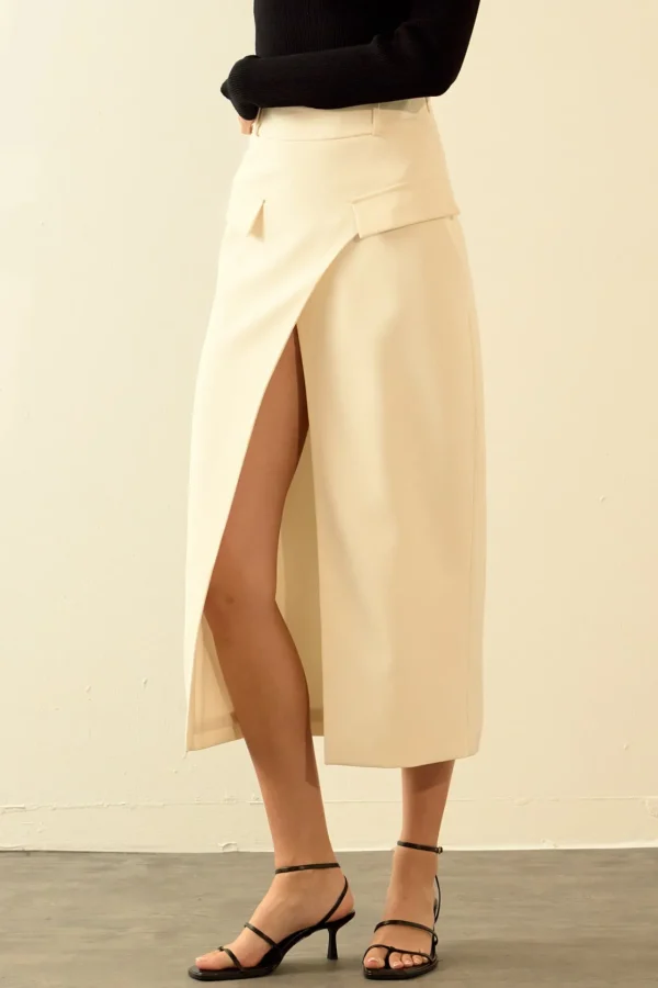 ENDLESS ROSE Skirts | Tops*- Front Wrapped Pocket Maxi Skirt CREAM