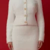 ENDLESS ROSE Sweaters & Knits | Matching Sets*- Fuzzy Jewel Collared Cardigan IVORY
