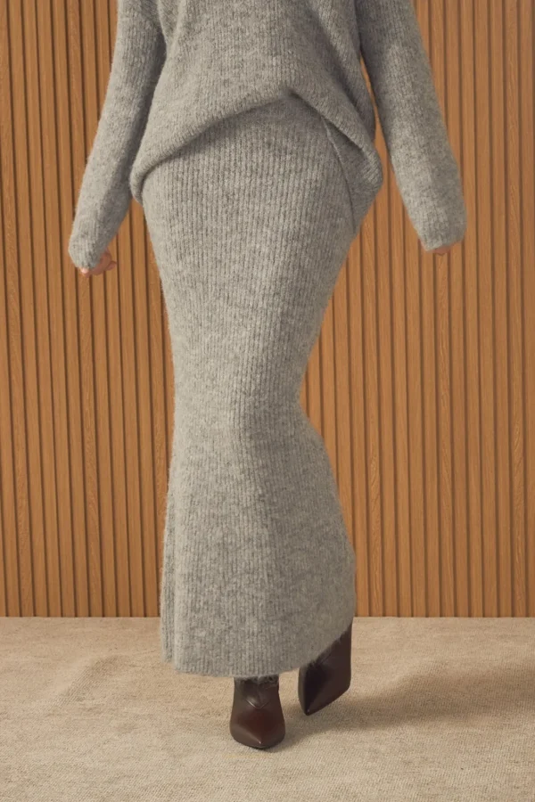 ENDLESS ROSE Sweaters & Knits | Skirts*- Fuzzy Mermaid Maxi Skirt HEATHERGREY