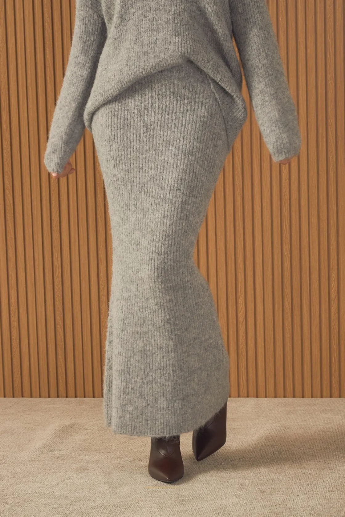 endless_rose__fuzzy_merma_0.webp ENDLESS ROSE Sweaters & Knits | Skirts*- Fuzzy Mermaid Maxi Skirt HEATHERGREY