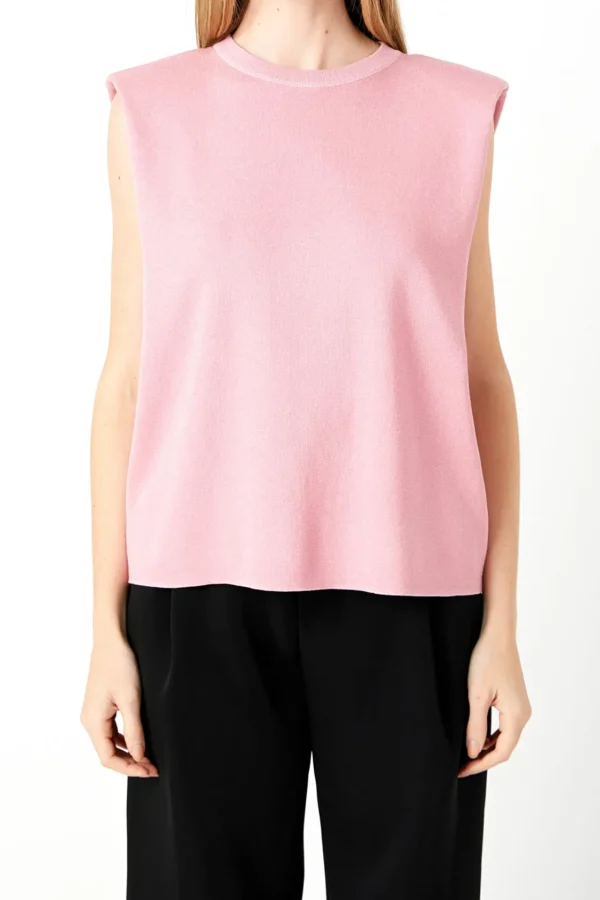 ENDLESS ROSE Sweaters & Knits | Tops*- Glitter Power Shoulder Knit Top PINK