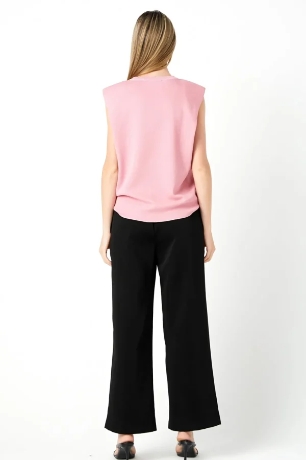 ENDLESS ROSE Sweaters & Knits | Tops*- Glitter Power Shoulder Knit Top PINK
