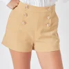 ENDLESS ROSE Shorts & Skorts | Tops*- Gold Color Button Detail Shorts