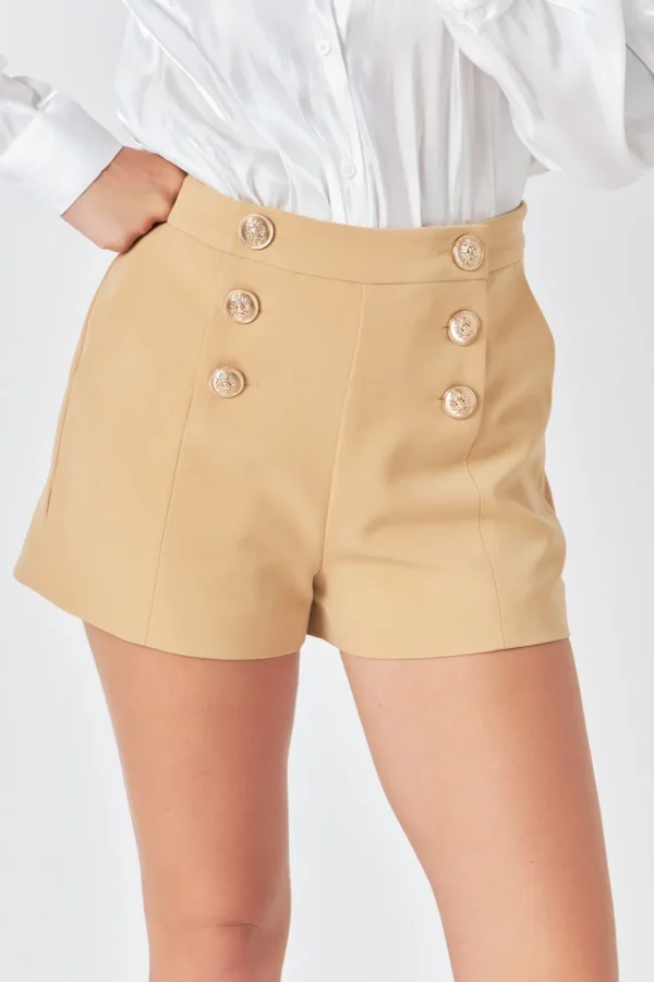 ENDLESS ROSE Shorts & Skorts | Tops*- Gold Color Button Detail Shorts