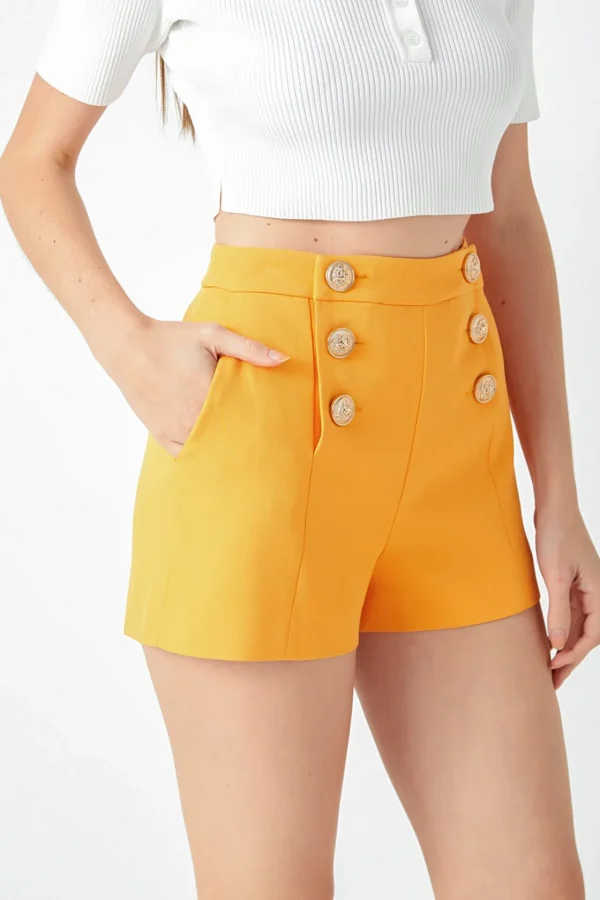 ENDLESS ROSE Shorts & Skorts | Tops*- Gold Color Button Detail Shorts