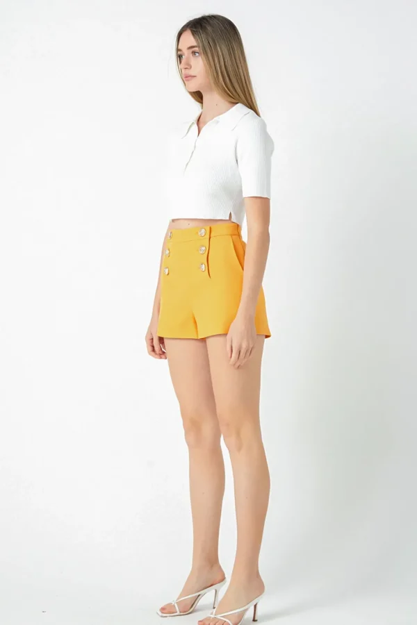 ENDLESS ROSE Shorts & Skorts | Tops*- Gold Color Button Detail Shorts