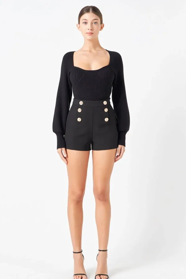 ENDLESS ROSE Shorts & Skorts | Tops*- Gold Color Button Detail Shorts