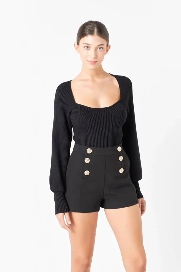 ENDLESS ROSE Shorts & Skorts | Tops*- Gold Color Button Detail Shorts