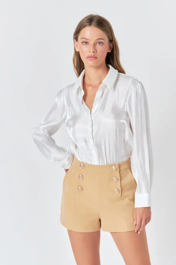 ENDLESS ROSE Shorts & Skorts | Tops*- Gold Color Button Detail Shorts