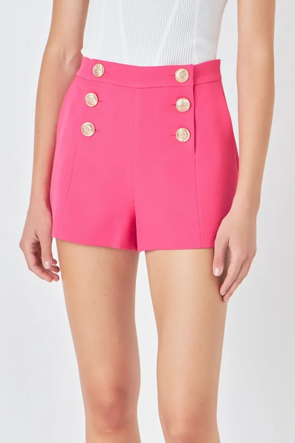 ENDLESS ROSE Shorts & Skorts | Tops*- Gold Color Button Detail Shorts