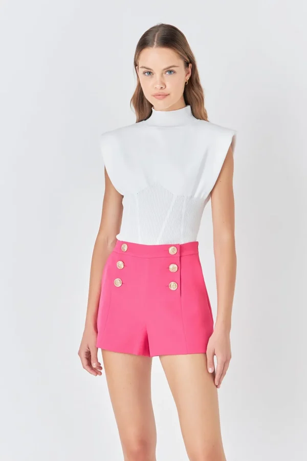 ENDLESS ROSE Shorts & Skorts | Tops*- Gold Color Button Detail Shorts