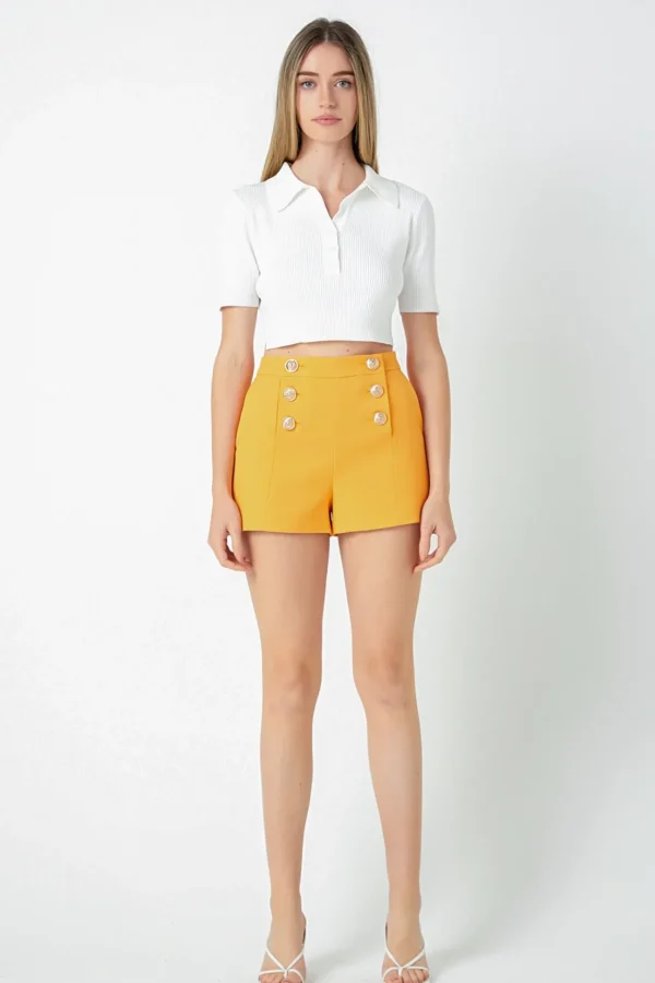 ENDLESS ROSE Shorts & Skorts | Tops*- Gold Color Button Detail Shorts