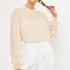 ENDLESS ROSE Shirts & Blouses | Tops*- Gold Foil Polka Dot Blouse CREAM
