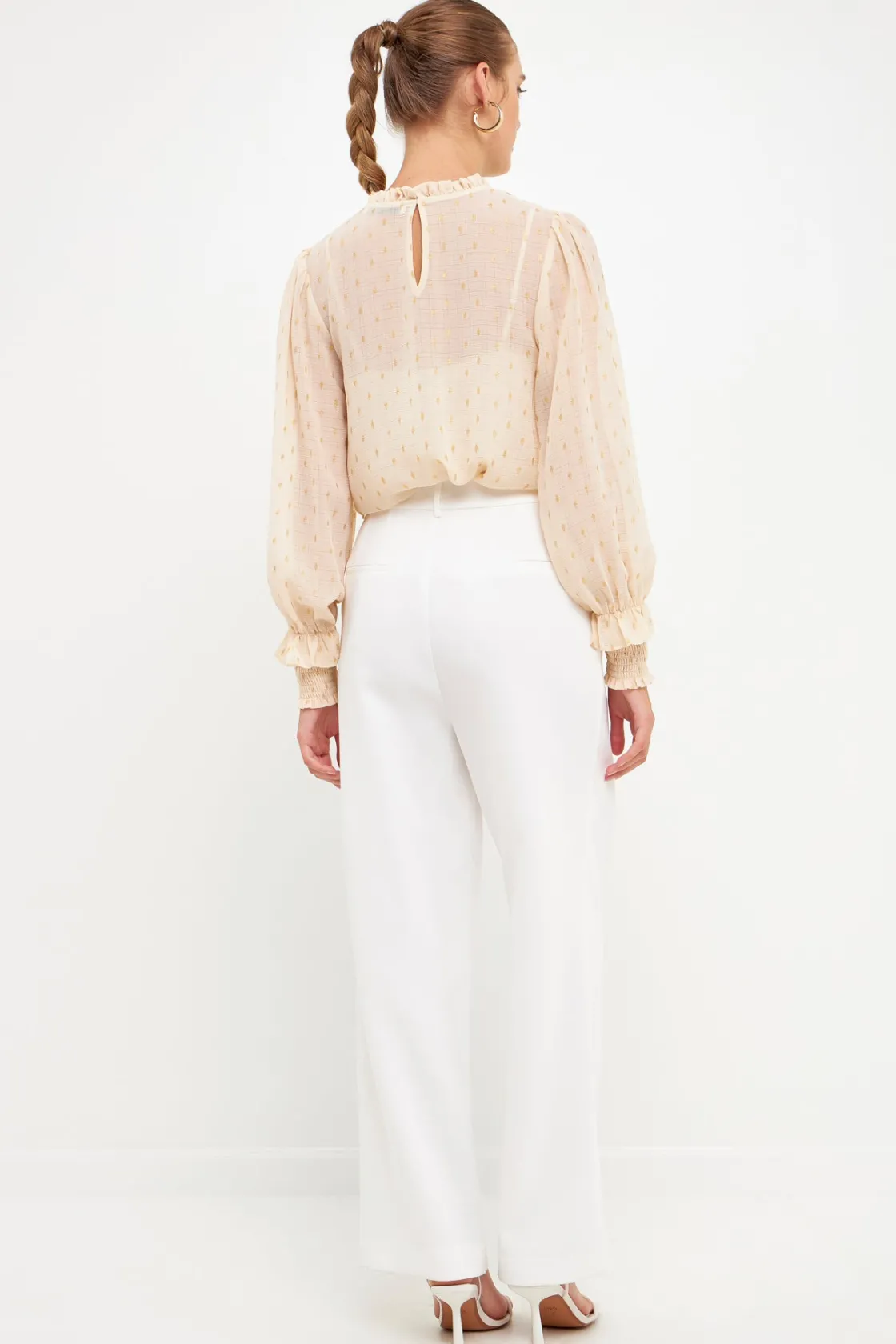 endless_rose__gold_foil_p_3.webp ENDLESS ROSE Shirts & Blouses | Tops*- Gold Foil Polka Dot Blouse CREAM