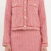 ENDLESS ROSE Blazers | Tops*- Gold Tweed Speckled Mini Tweed Check Blazer RED