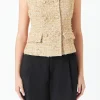ENDLESS ROSE Tops*- Tweed Double Button Top GOLD