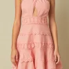 ENDLESS ROSE Lace Dresses | White Dresses*- Halter Neck Lace Trim Dress