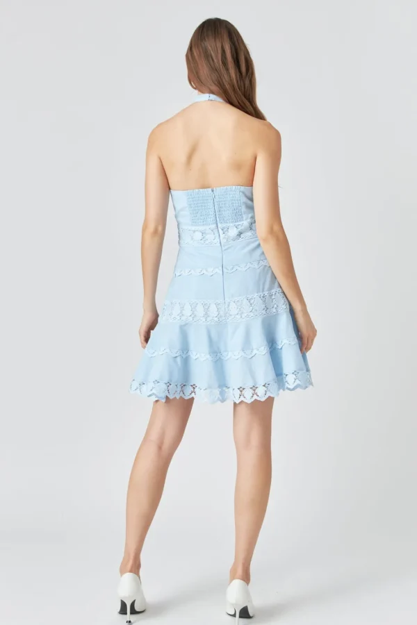 ENDLESS ROSE Lace Dresses | White Dresses*- Halter Neck Lace Trim Dress