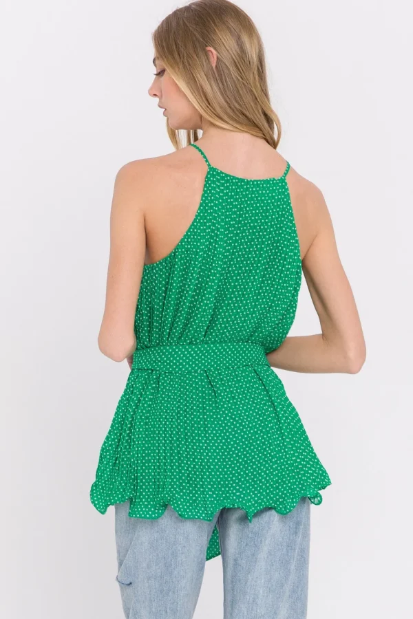 ENDLESS ROSE Tops*- Halter Neck Pleated Top GREEN
