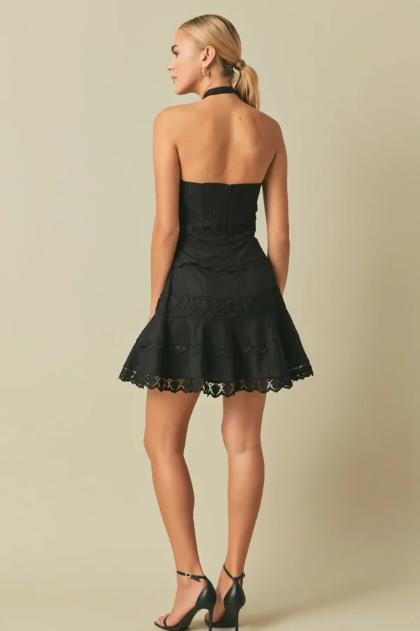ENDLESS ROSE Lace Dresses | White Dresses*- Halter Neck Lace Trim Dress