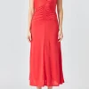 ENDLESS ROSE Tops*- Halter Ruched Maxi Dress ROUGE