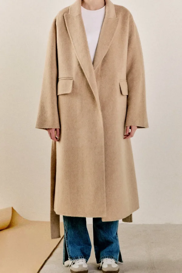 ENDLESS ROSE Blazers | Tops*- Handmade Wool Blend Belted Maxi Blazer Coat BROWN