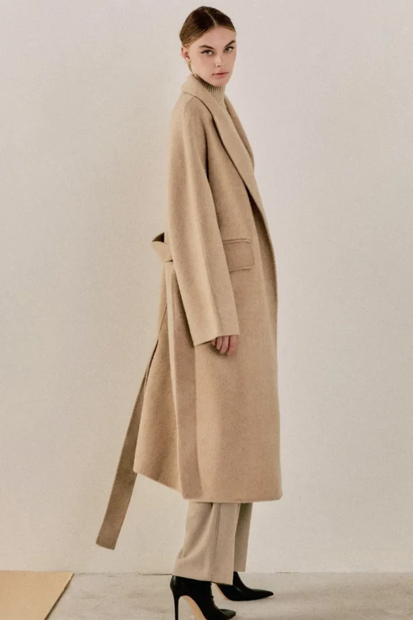 ENDLESS ROSE Blazers | Tops*- Handmade Wool Blend Belted Maxi Blazer Coat BROWN